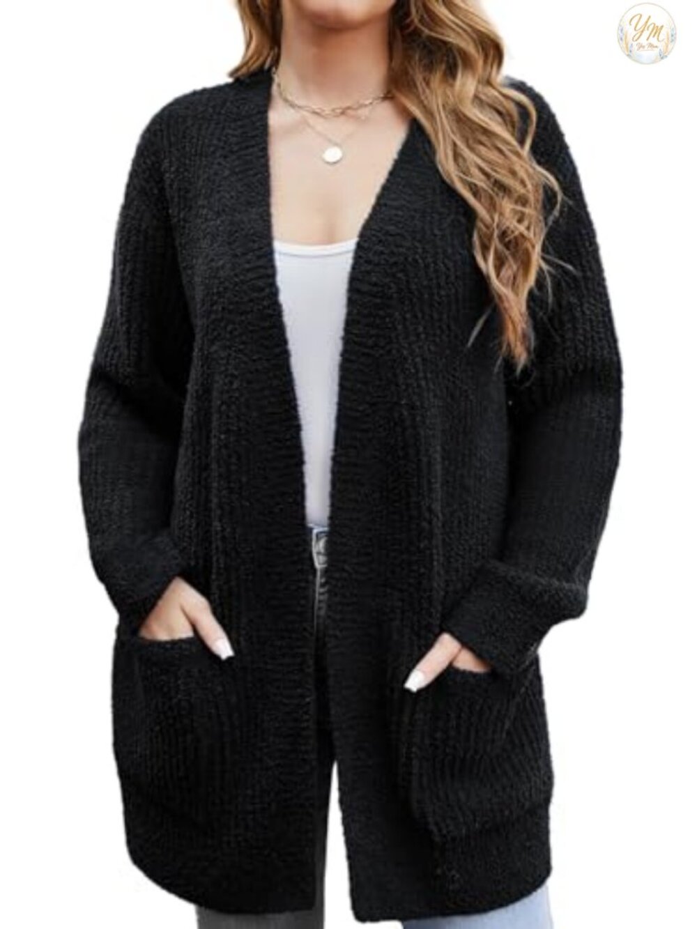 Snuggle Sac Women's Cardigan Sweater with Pockets, Long Sleeve Open Front Fall